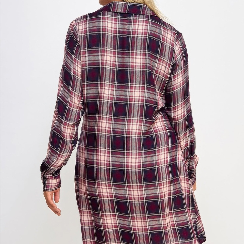 Long Sleeve Plaid Side Tie Dress - Picture 5 of 5